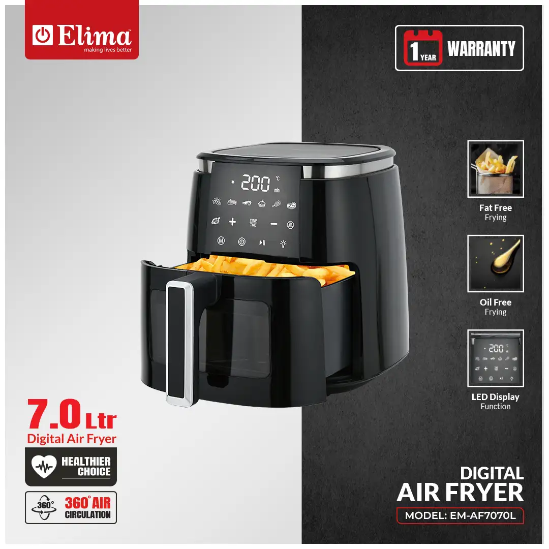 Elima 8.5L Digital Air Fryer- 360° Air Circulation, LED Touch Display - EM-AF8085L - Image 2