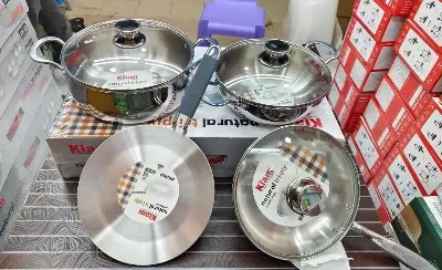 Kiam Tri-Ply Stainless Steal 7pcs Set with Glass Lids - Image 2