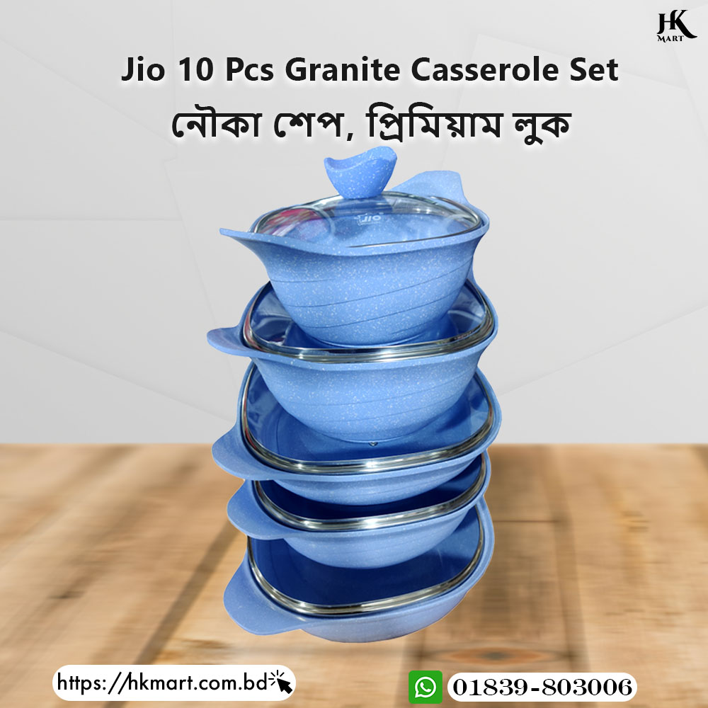 Jio Shape 10 Pcs Granite Casserole Cookware Set